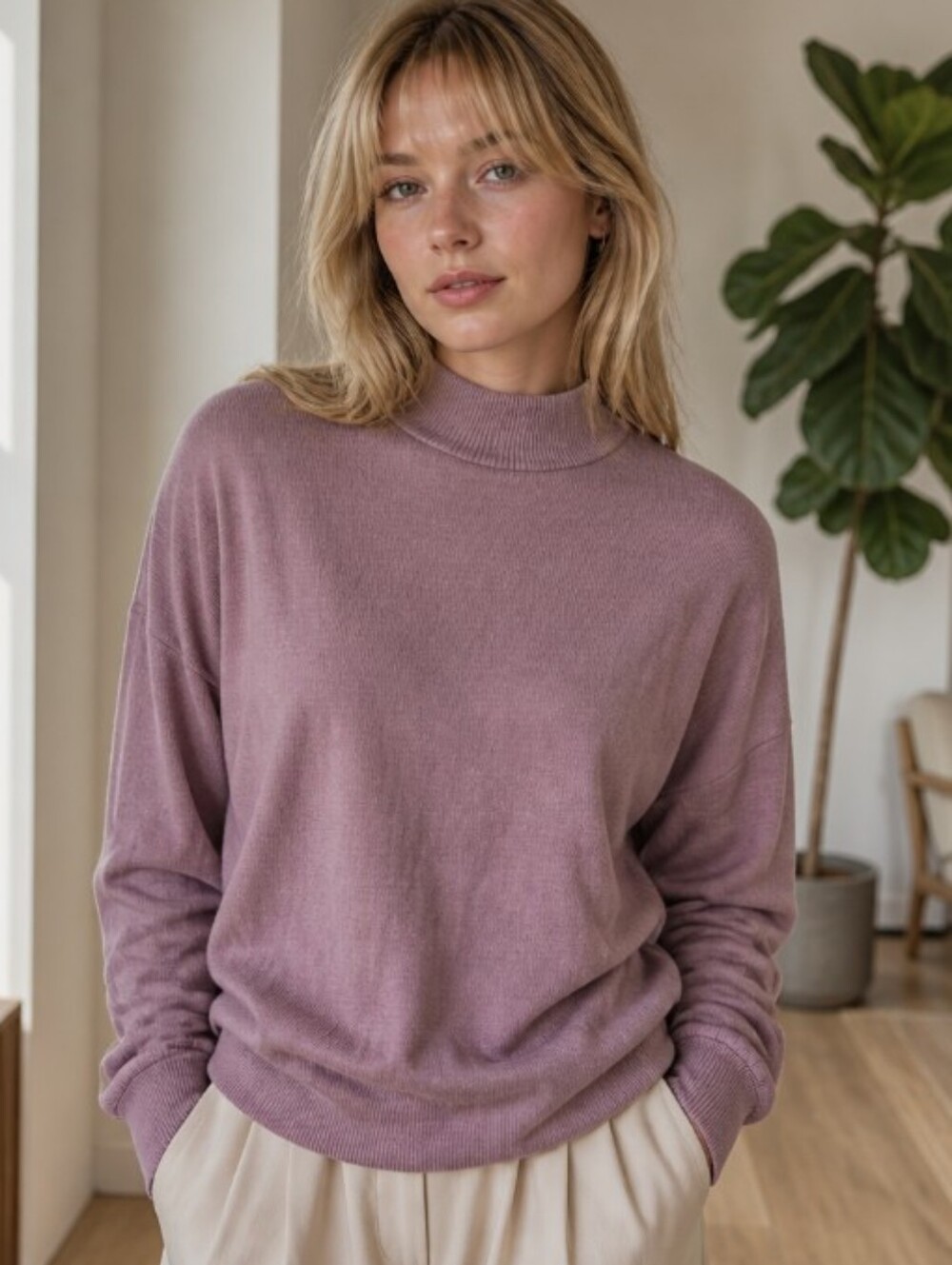 Madewell Lavender Mock Neck Sweater